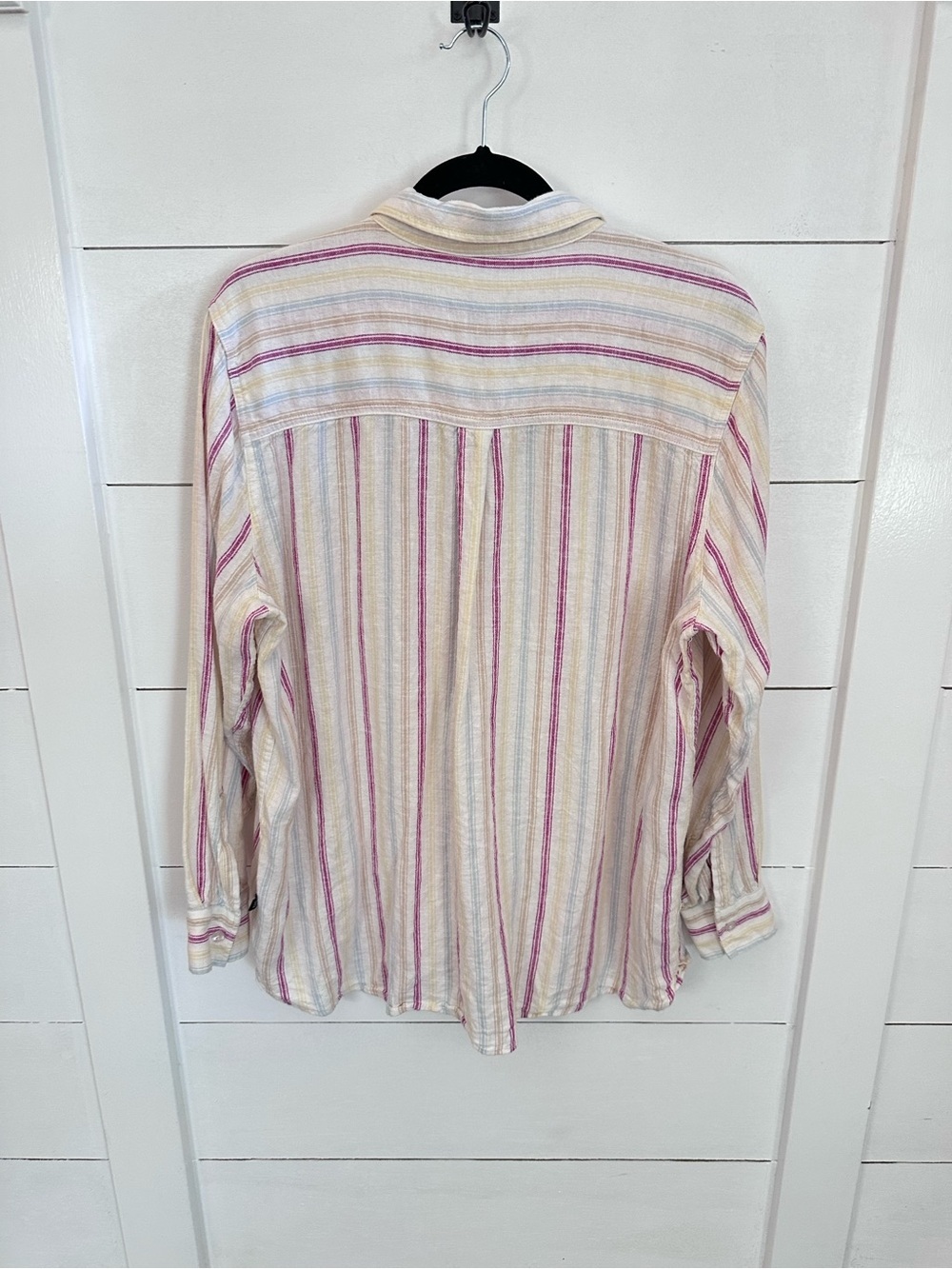 Gap Vintage Y2K XL Linen blend stripe corpcore classic coastal button down top - Picture 3 of 15